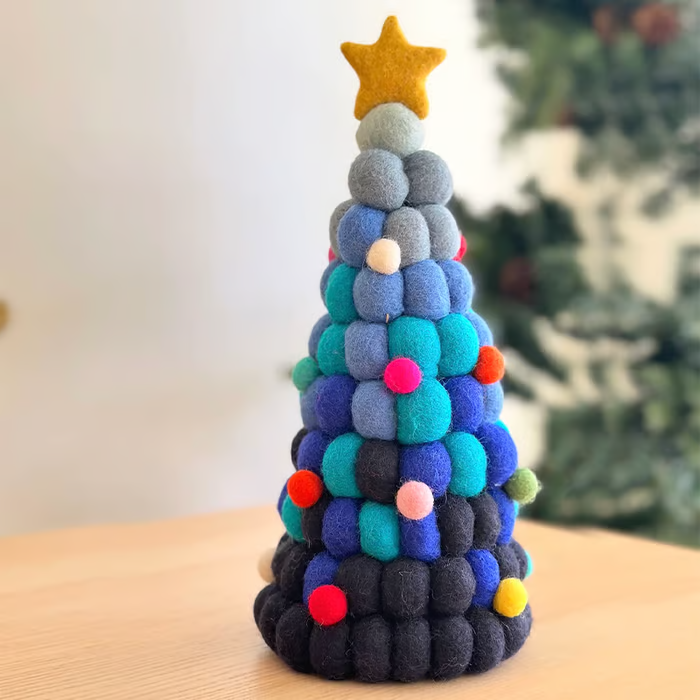 Felt Ball Christmas Tree Table Display