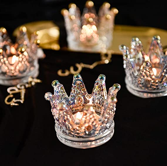 【Buy More Free More】Handcrafted 4 In 1 Crown Glass Tealight Candle Holder For Wedding