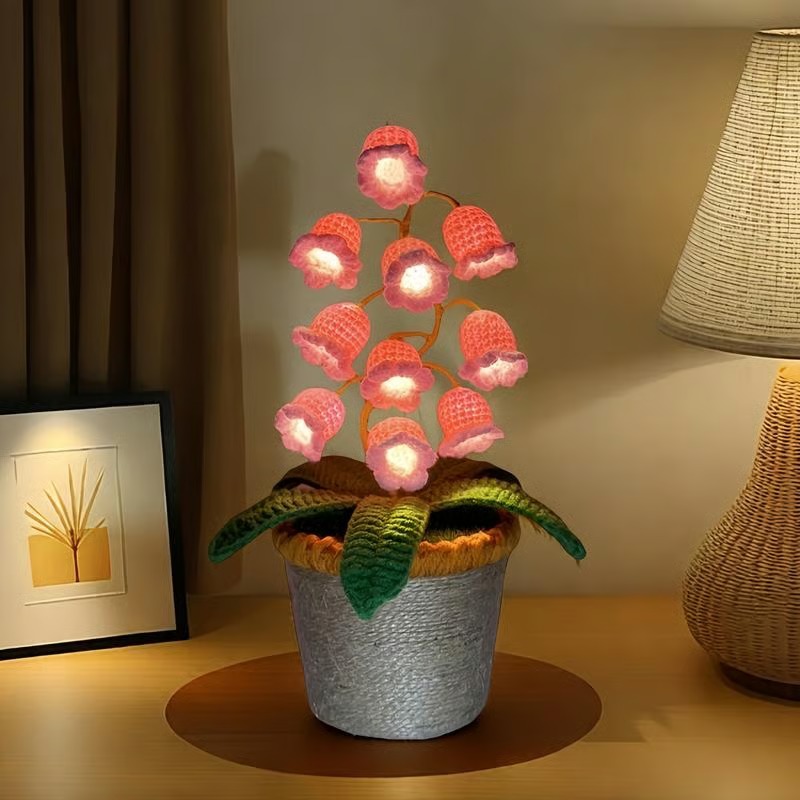 🔥 Hand - woven finished product of Lily of the Valley night - light potted plant