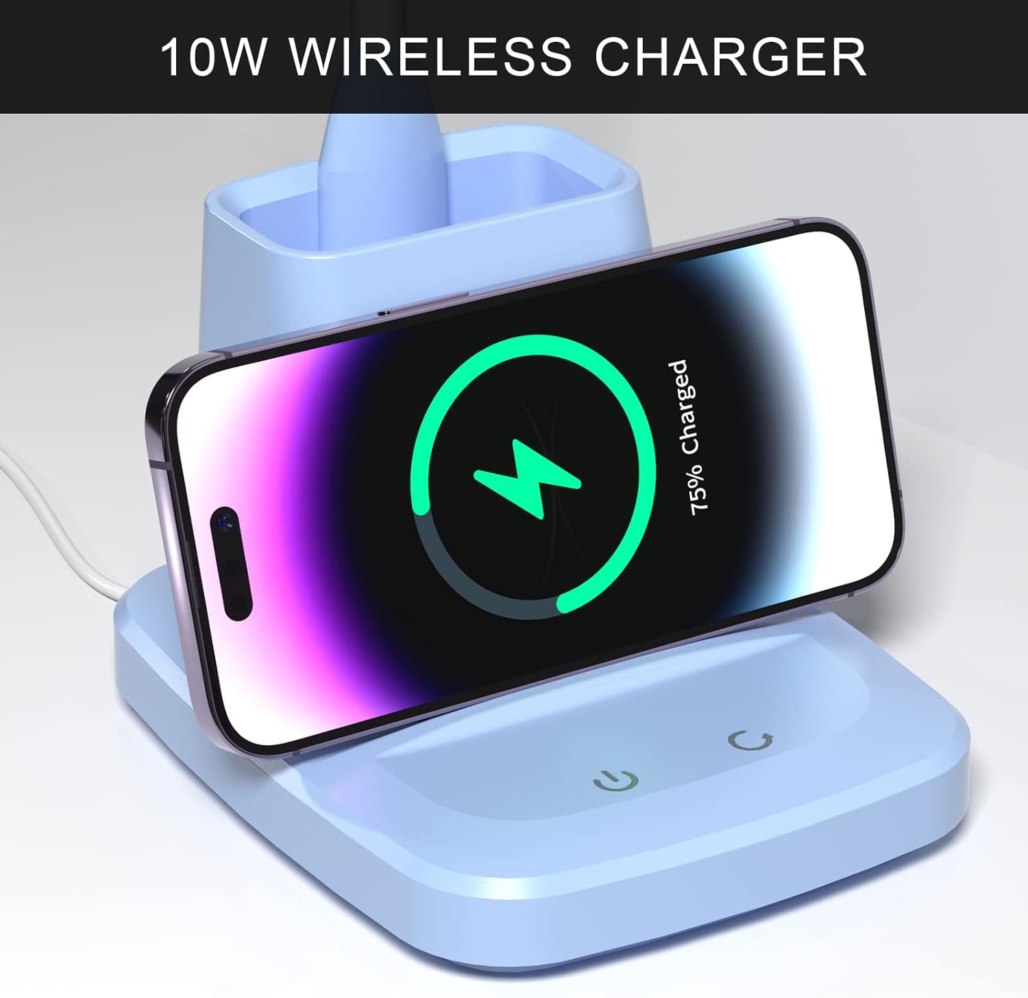 Desk Lamp with Wireless Charger, LED Desk Lamps for Home Office, 800 Lumens, Small Desk Lamp with Pen Holder, Flexible Arm, 3 Modes, Dimming, Touch Lamp for College Dorm Room