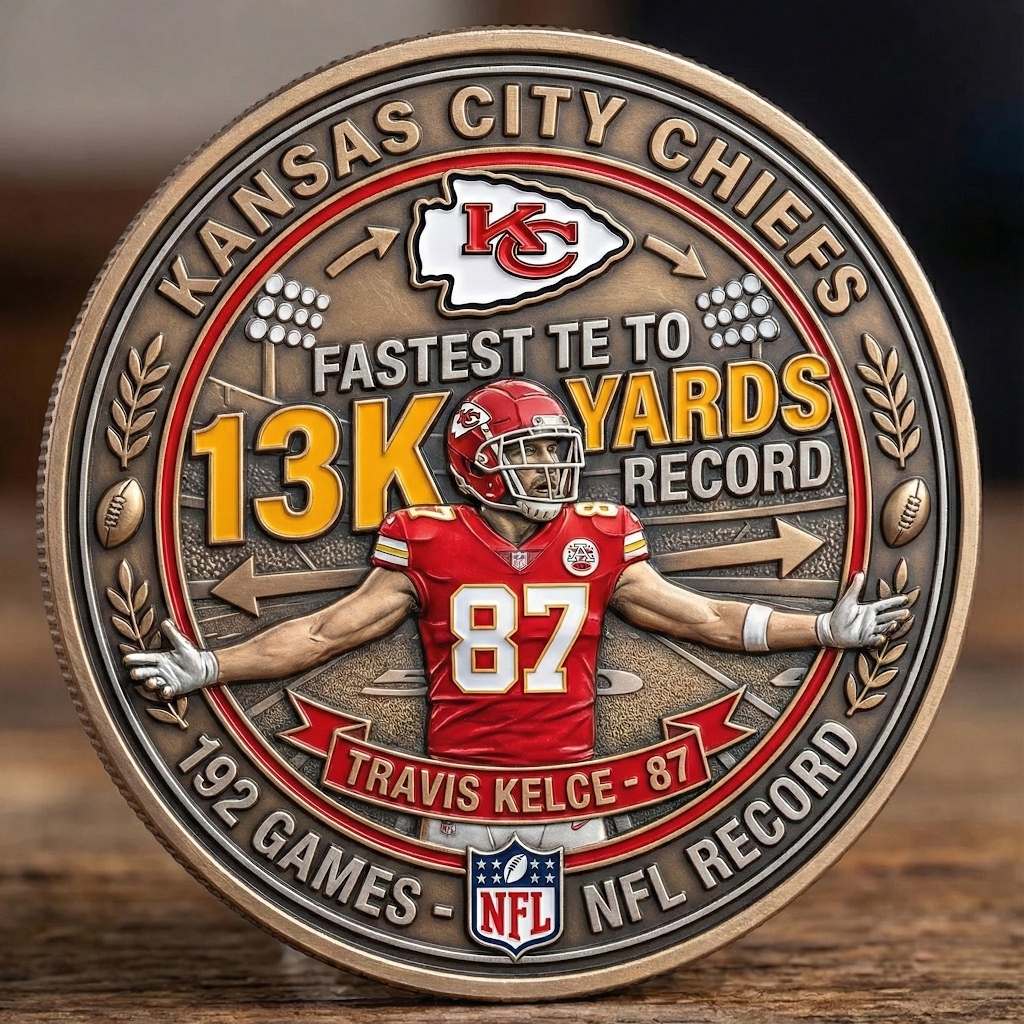 Travis Kelce #87 Fastest TE to 13K Rec Yards Coin