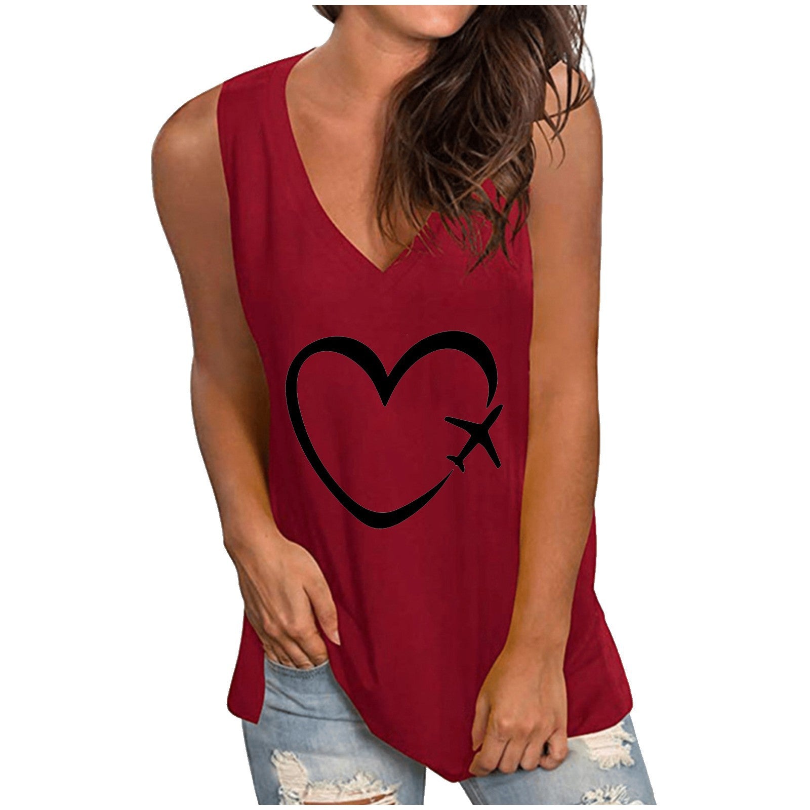 Women's New Sleeveless Camisole Heart Printing Vest