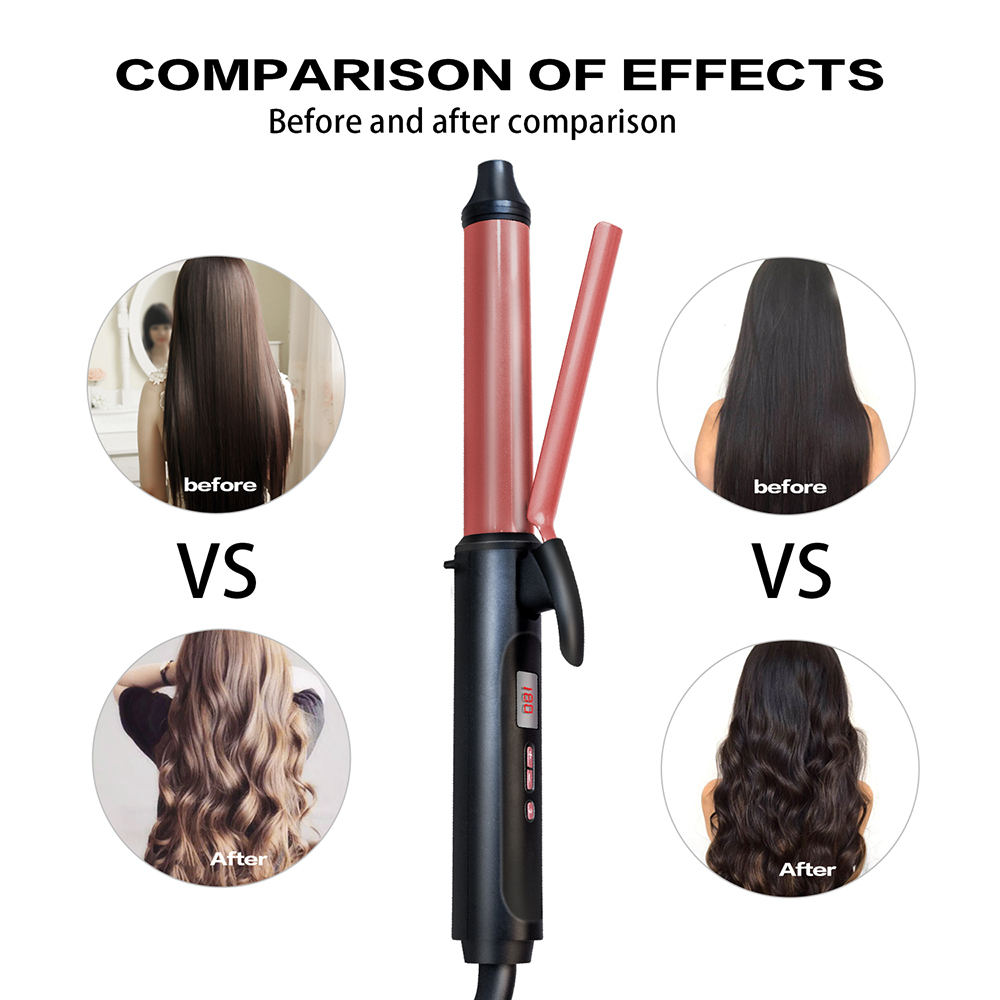 Professional Style Hair Curls Waves 9mm/26mm Rose Gold Electric hair curling wand Dual Voltage Anti-scalding hair curler iron