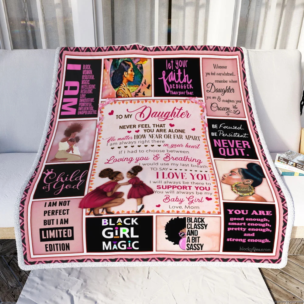 My Daughter, I Will Always Be There To Support You, Love Mom, Black Woman Sofa Throw Blanket