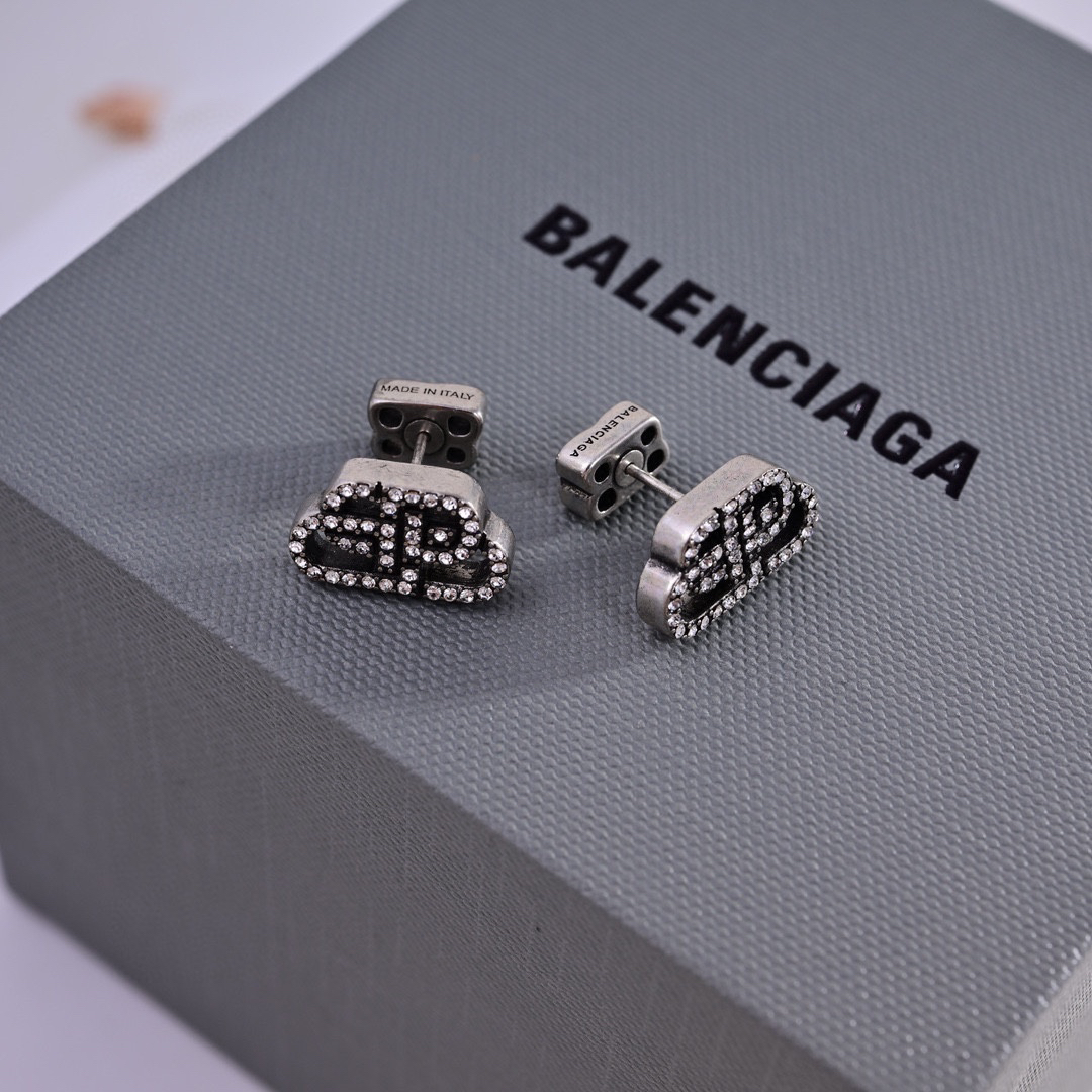Balenciaga BB Diamond Stud Earrings