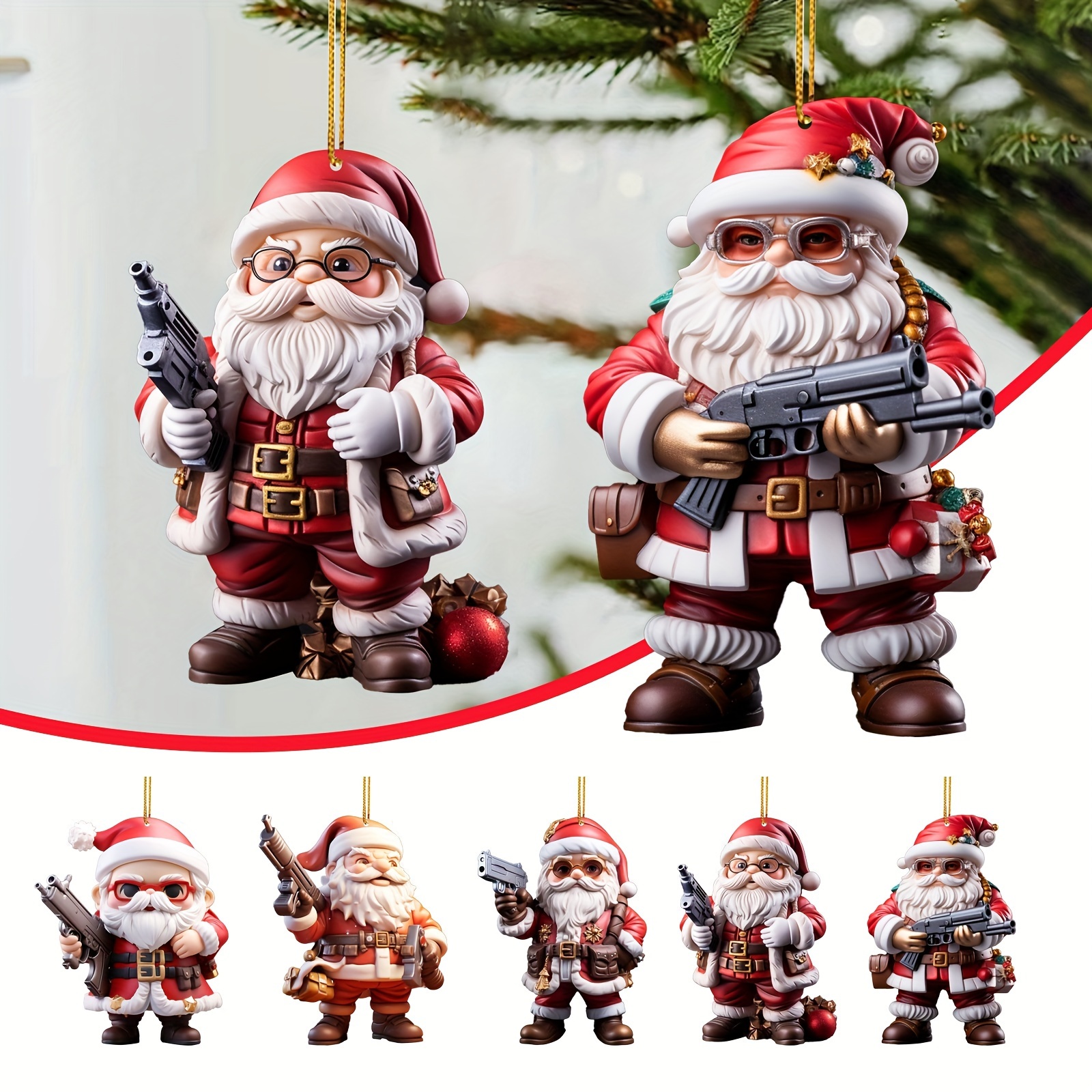 Badass Santa Ornament – Action-Packed Christmas Decor