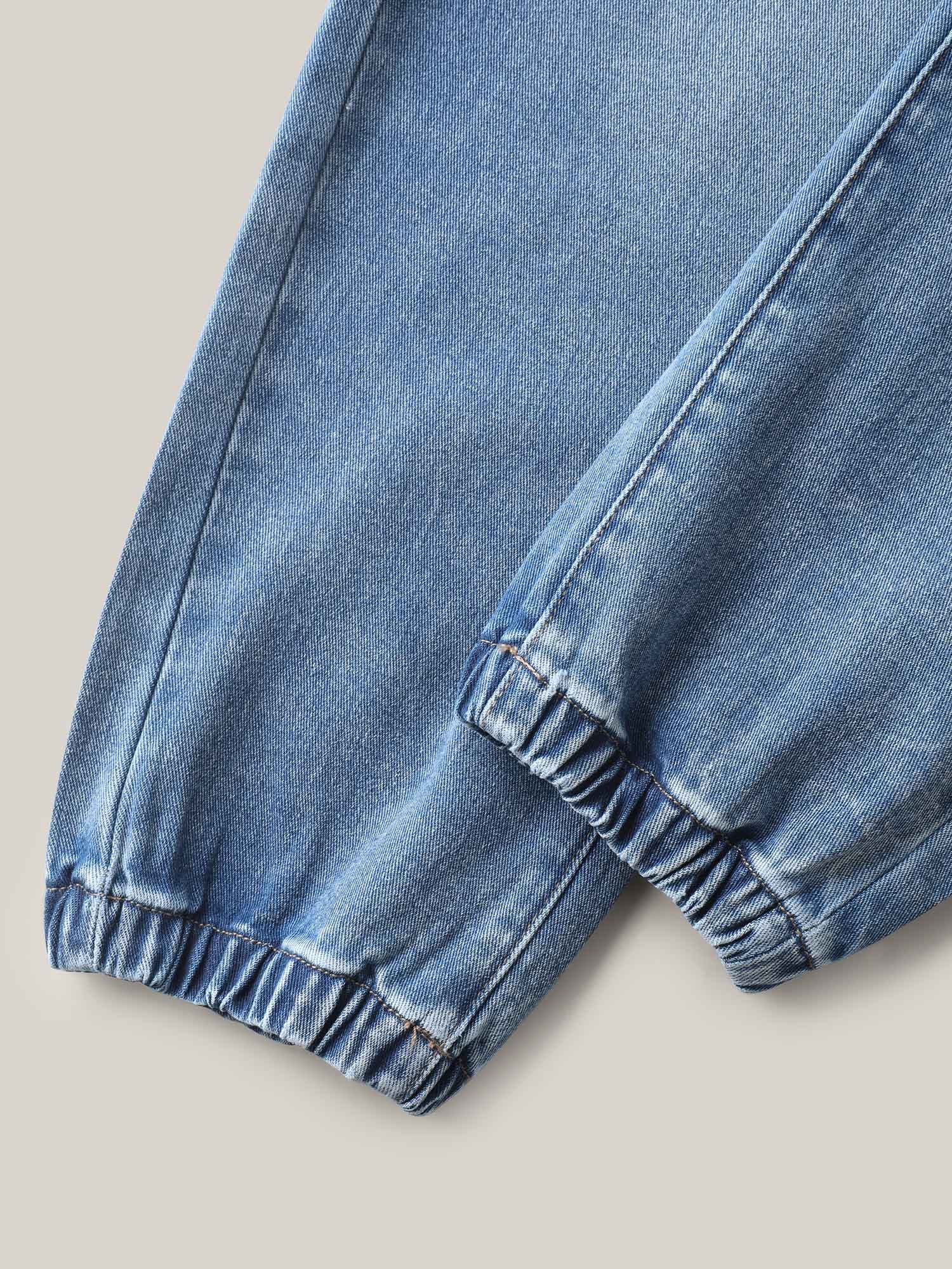 Drawstring Waist Jogger Boyfriend Jeans