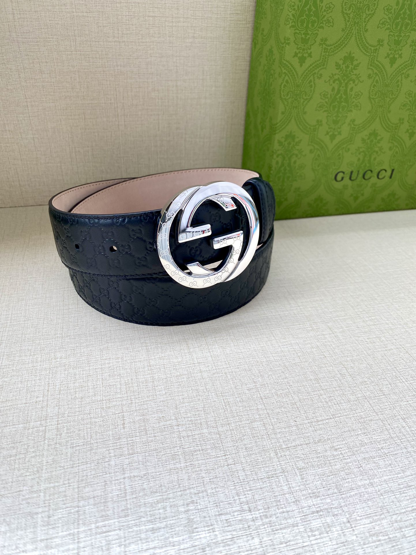 Gucci Interlocking Double G Double-sided Leather Belt 4.0CM Width