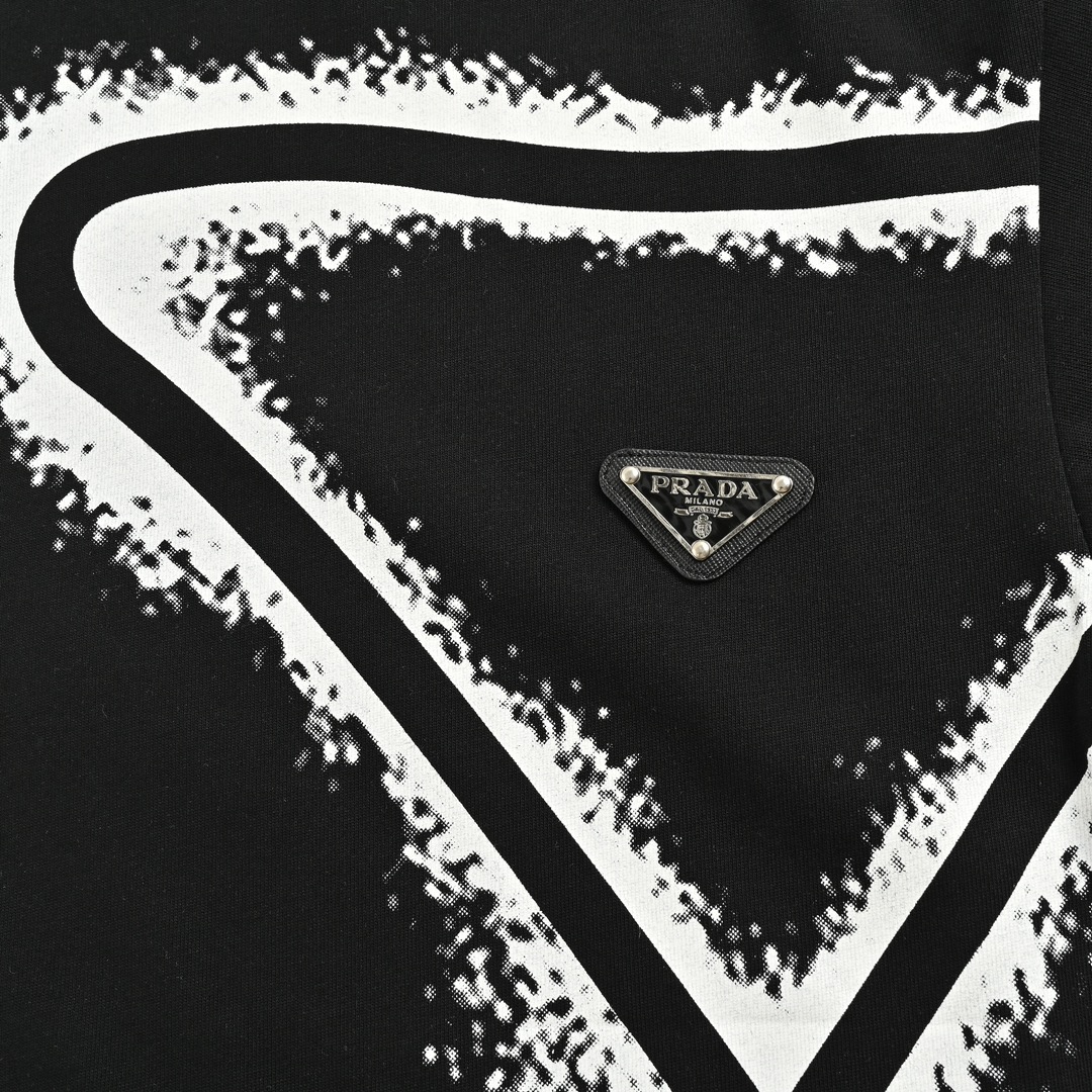 Prada 24ss triangle logo print short sleeves