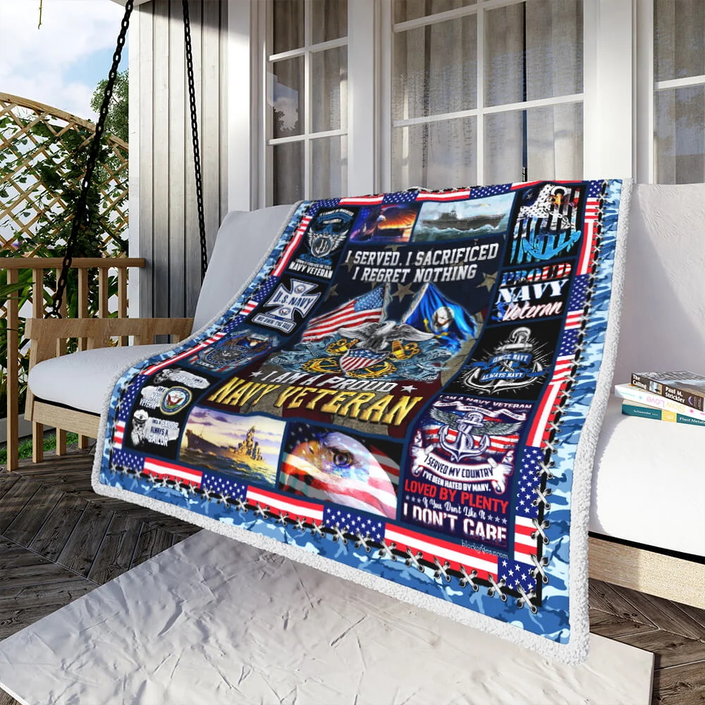 U.S. Navy I Am A Proud Navy Veteran Sofa Throw Blanket
