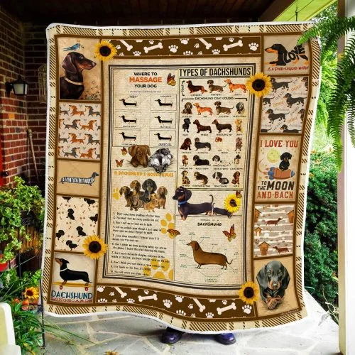 Dachshund Knowledge Quilt Blanket