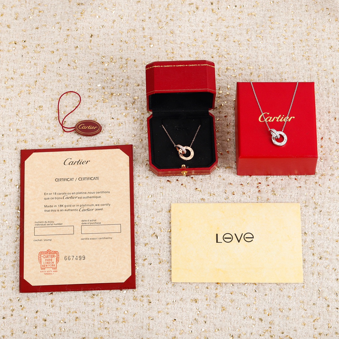 Cartier double ring diamond necklace