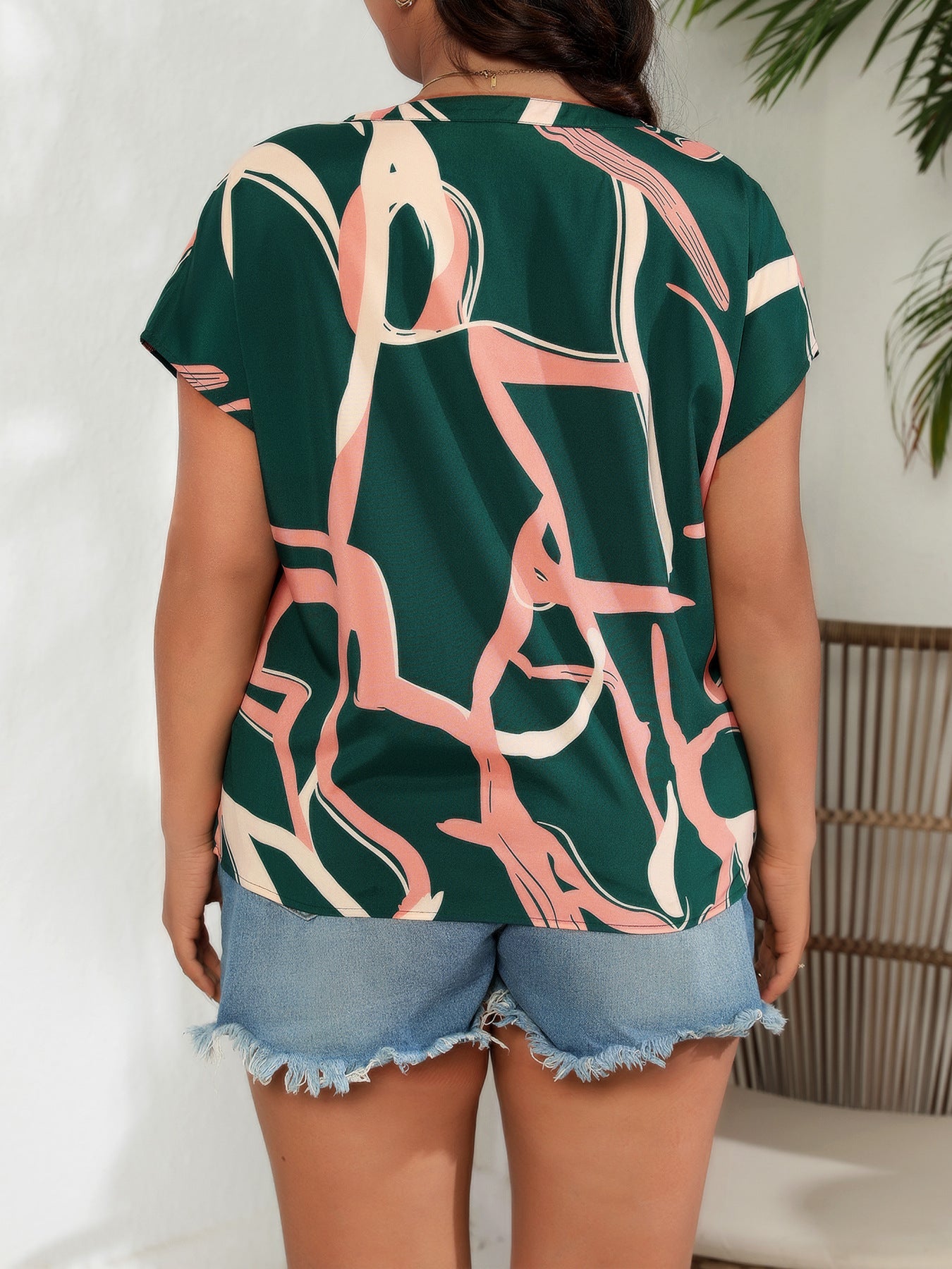 Plus Size Batwing Short Sleeve Spring Summer Elegant Women Shirt