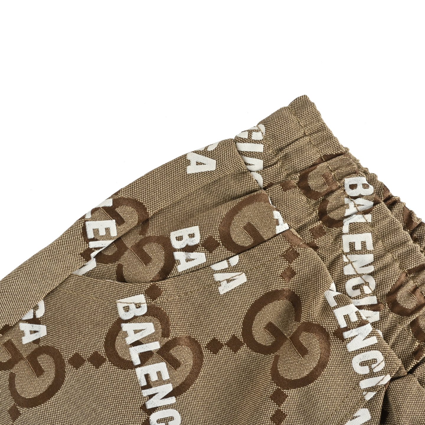 Gucci & Balenciaga co-branded monogram jacquard bullet print shorts