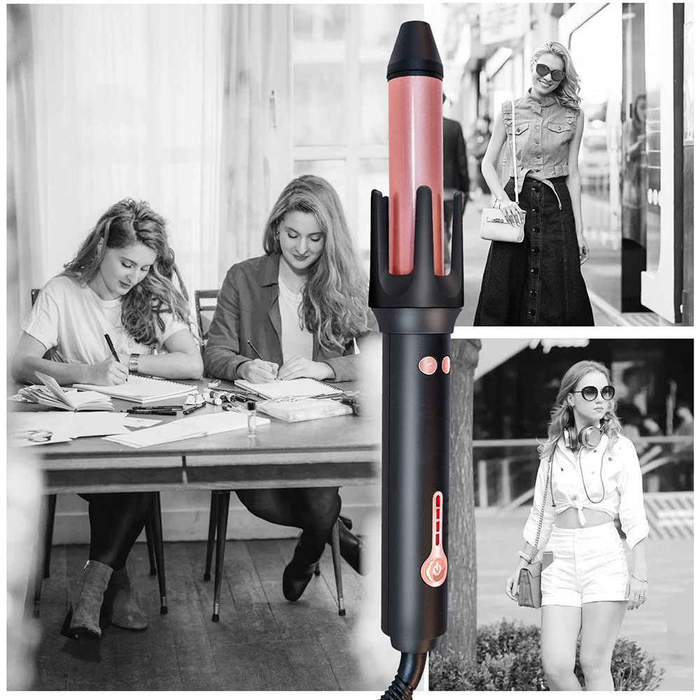 Hair Curlers Automatic Curling Iron Hair Styling Ceramic Professional Roller Rotating Curl Iron Curling Wand (Black & White)