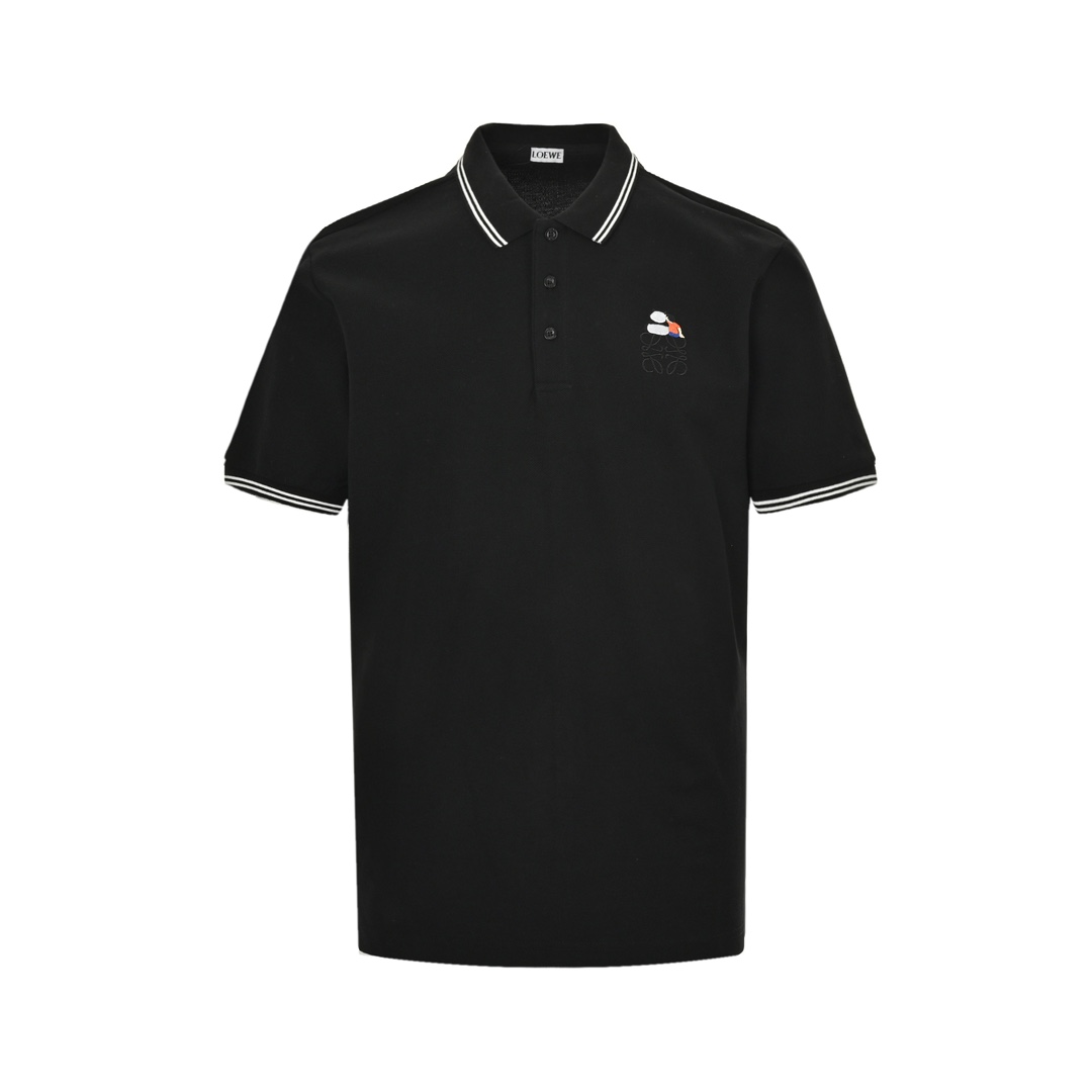 Loewe 24ss cartoon panda embroidered Polo short sleeve