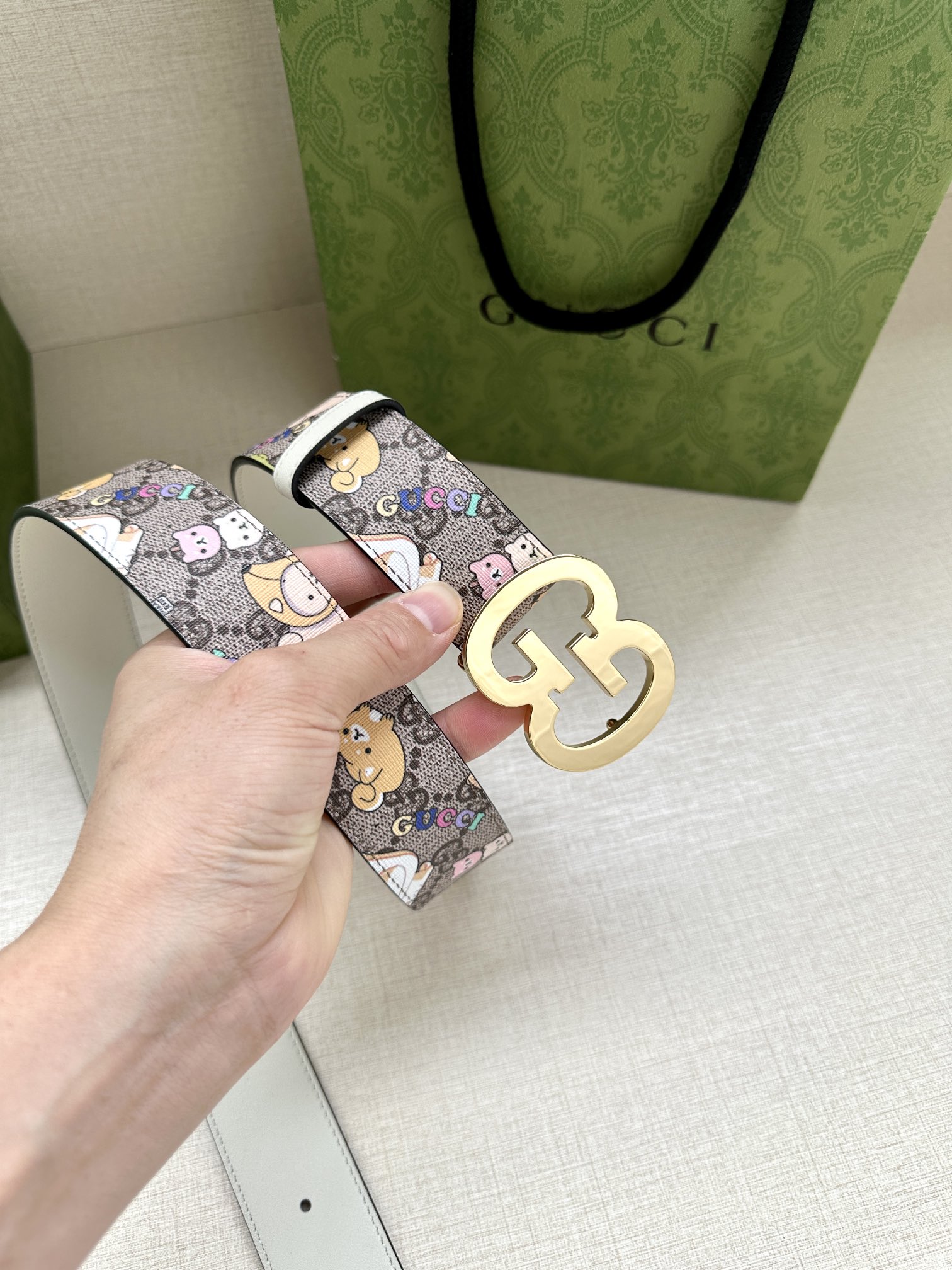 Gucci Marmont series printed leather belt width 3.8CM