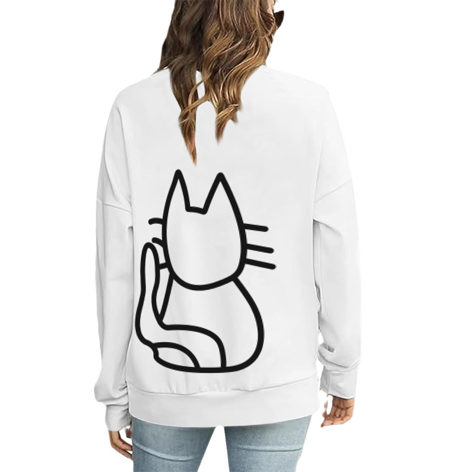 Plus Size Terry Round Neck Long Sleeve Sweater for Women