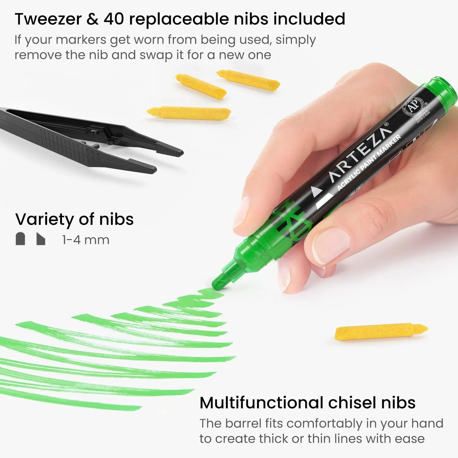 ARTEZA Acrylic Paint Markers, 40 Count