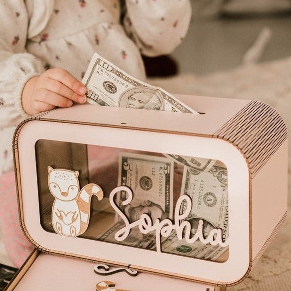 🔥HOT SALE NOW 70% OFF -Wooden Piggy Bank with Name, Wood Gift For Kids, Nursery Decor
