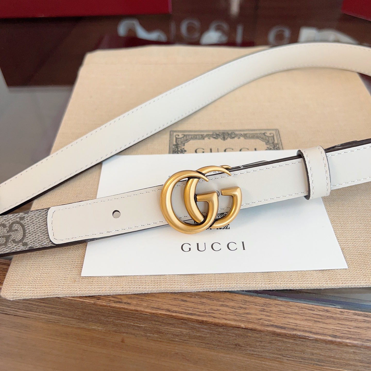Gucci Double G steel buckle women's cowhide double-sided belt width 2.0cm