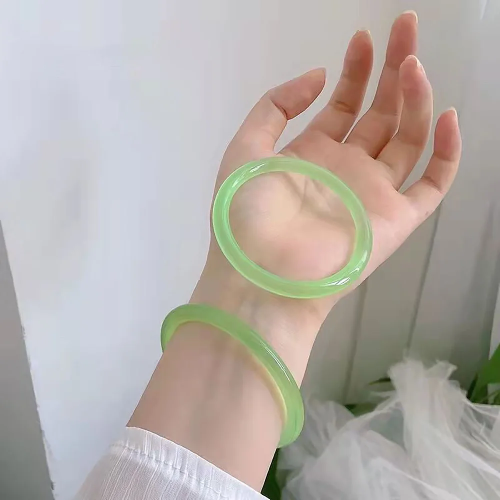 Natural Green Jade Bracelets Handring For Women Fine Jewelry 6mm Chalcedony Agate Bangle Fashion Accessories Free Shipping