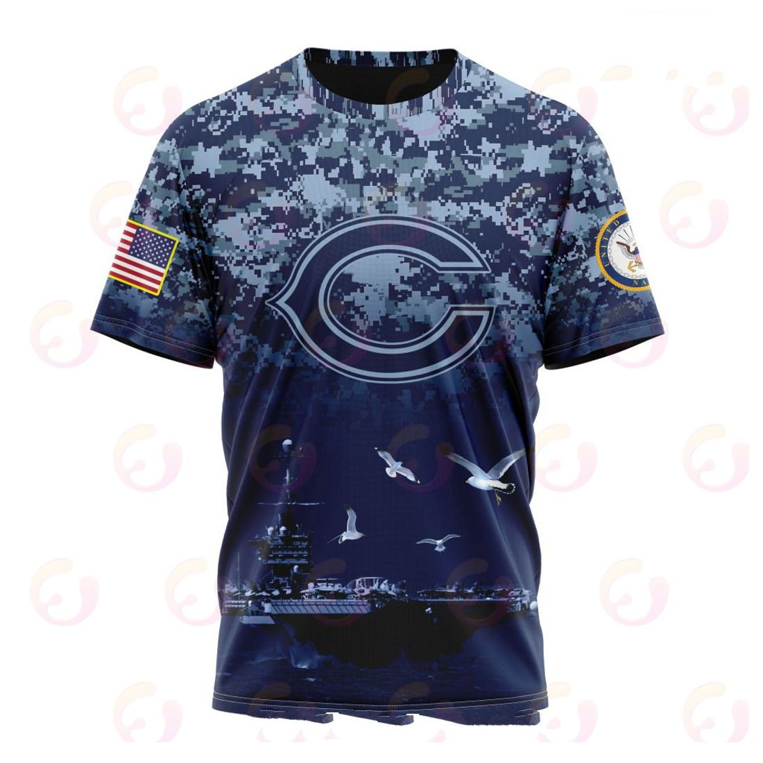 CHICAGO BEARS 3D HOODIE HONOR US NAVY VETERANS