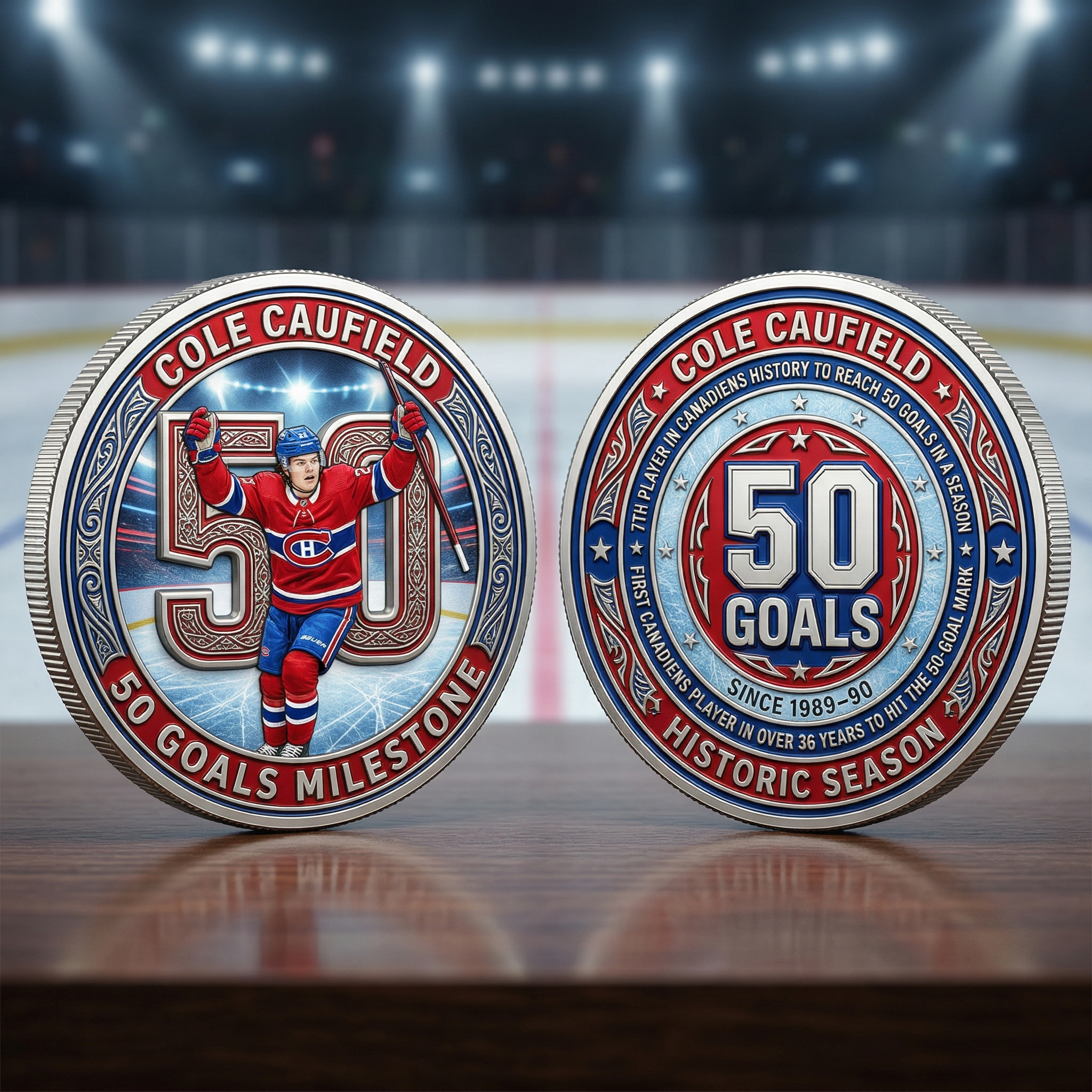 Cole Caufield: 50 Goals Historic Season – Canadiens Legacy Coin 🇨🇦