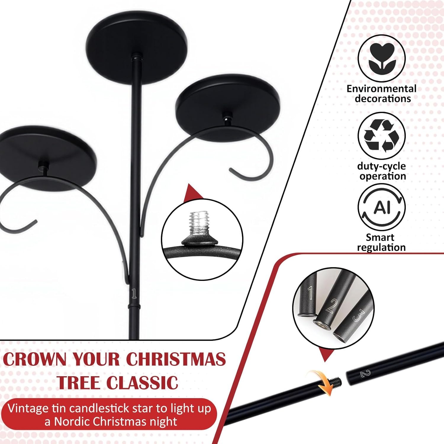 🎄Early Christmas Sale🔥Black Triple Christmas Tree Candle Topper