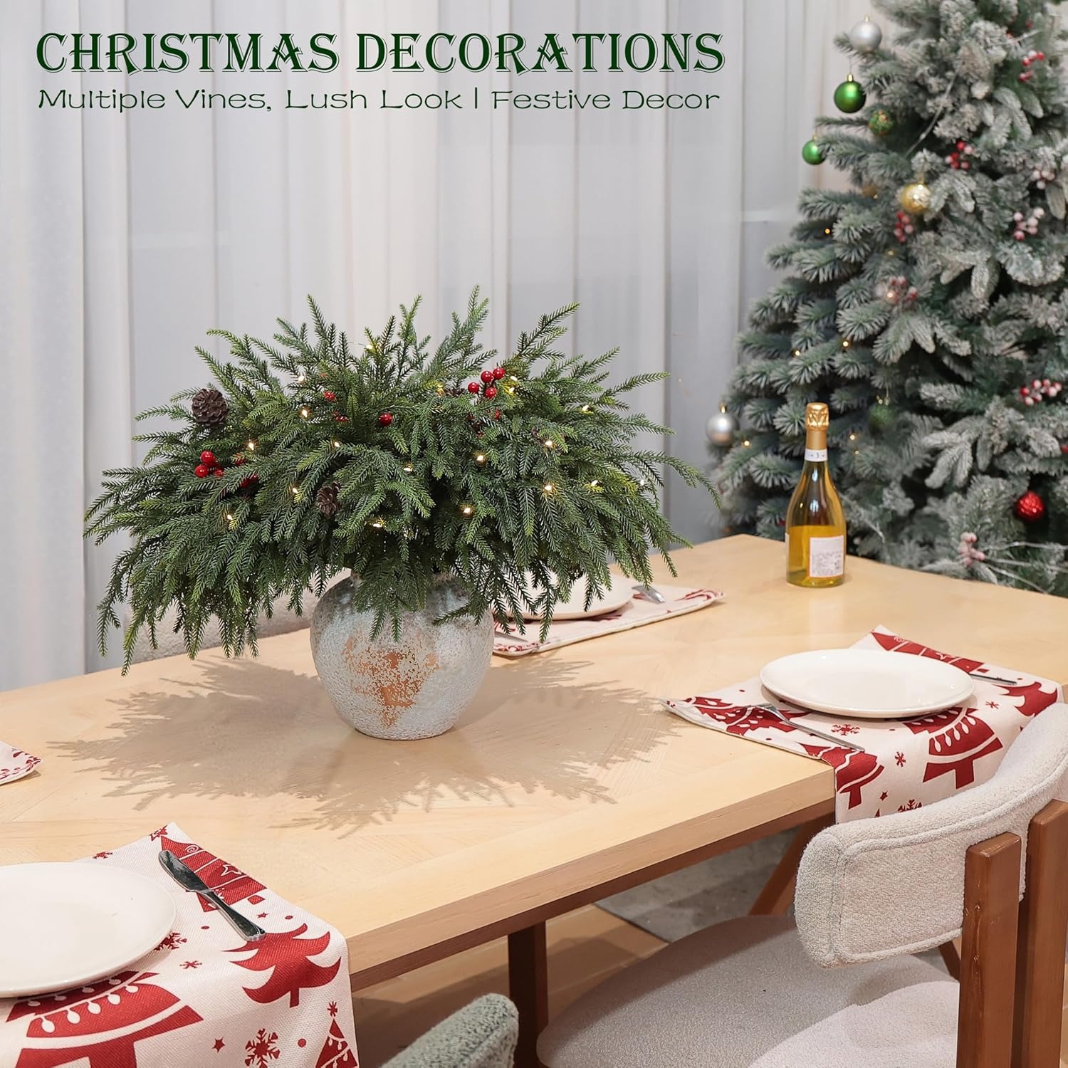🎄Early Christmas Sale🎄Christmas Norfolk Pine Branches with Lights Set