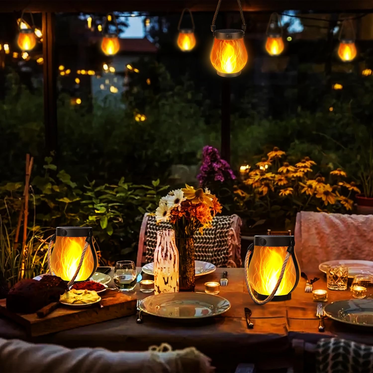 🔥ON SALE 59% OFF🔥Flickering Flame Garden Solar Lights with Dual Charging USB & Solar