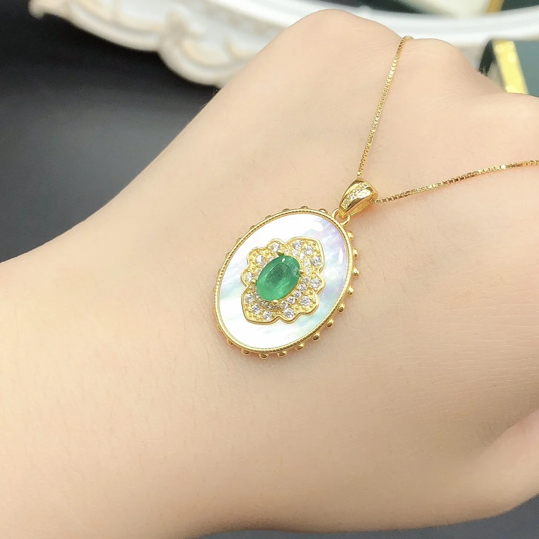 925 Sterling Silver Natural Emerald Green Women's Necklace Christmas Pendant Necklace Gem Jewelry Certified Free Shipping