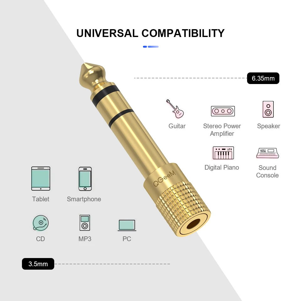 QGeeM 6.35mm to 3.5mm Earphone Audio Adapter