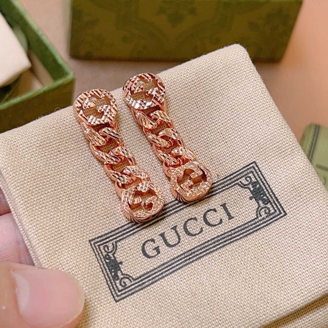 Gucci GG chain rose gold earrings