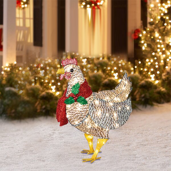 Lantern chicken with scarf holiday decoration