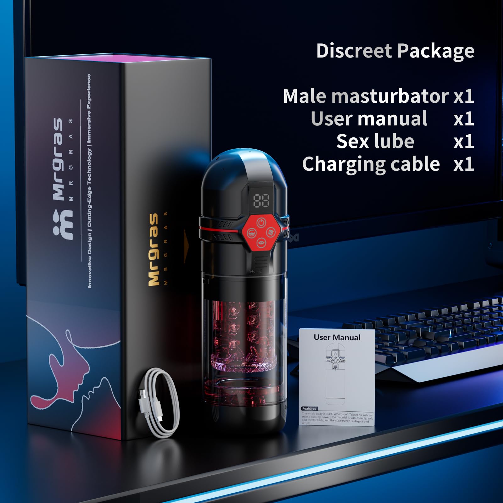 Male Masturbator Penis Pump - Male Sex Toys for Men with Upgrade 12 S Vacuum Pump & 7 Thrusting Rotating Vibrating Sucking Licking LCD Adult Toys Mens Sex Toys Pumps & Enlargers S&M Floggers