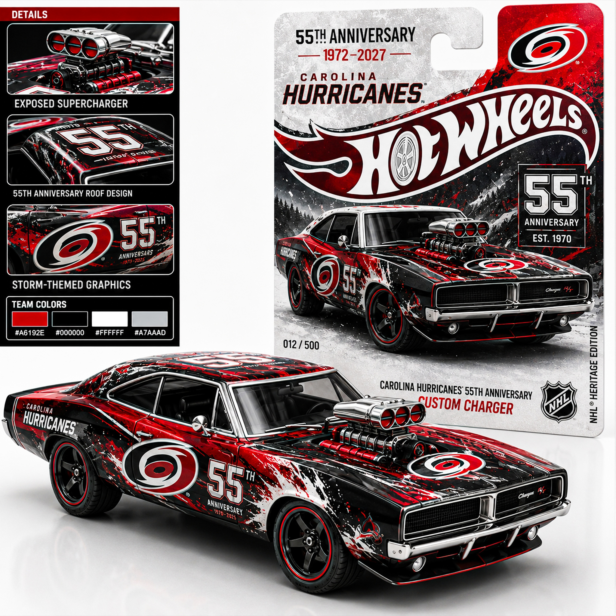 Hot Wheels Carolina Hurricanes 55th Anniversary Custom Charger