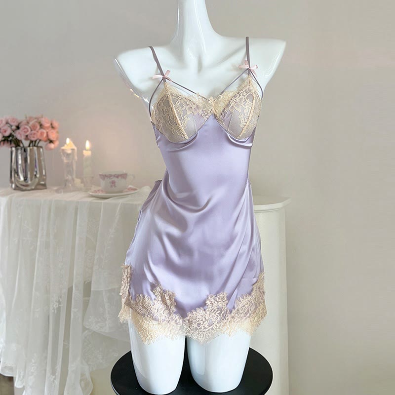 Lace See-through Backless Lingerie Slip Dress