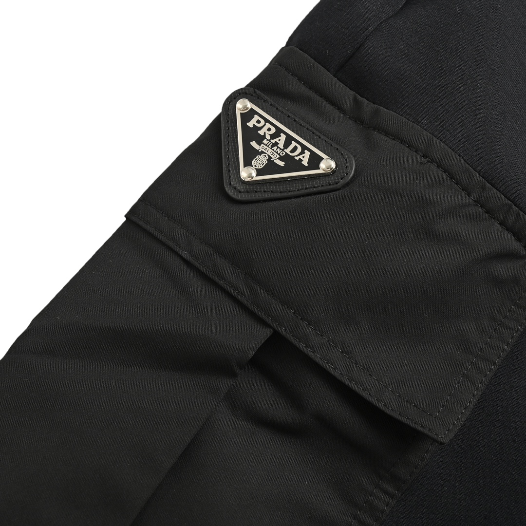 Prada Triangle Logo Cotton Cargo ShortsV