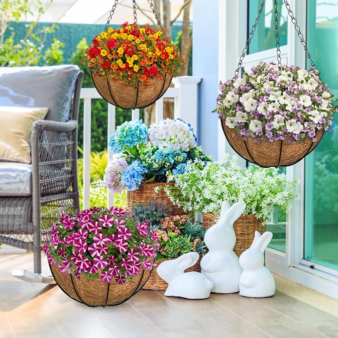 🌸 Hanging Artificial Colourful Morning Glory Basket-💥UV resistant, Waterproof，Windproof