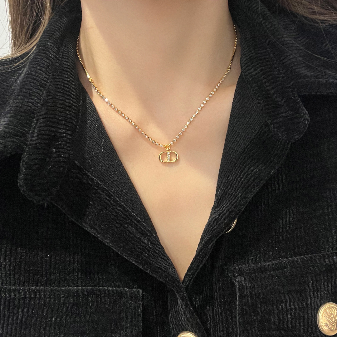Dior diamond CD necklace