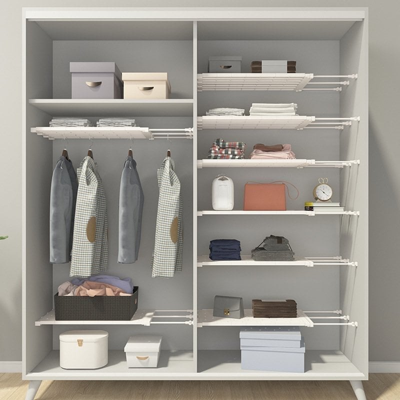 🔥Mother's Day Sale 50%-Expandable Closet Tension Shelf Storage Rack for Wardrobe, Kitchen, Bathroom-Buy 2 Free Shipping