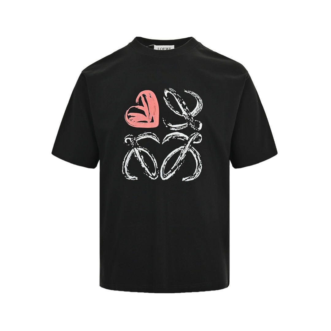 Loewe 24ss hand-painted heart logo printed short sleeves