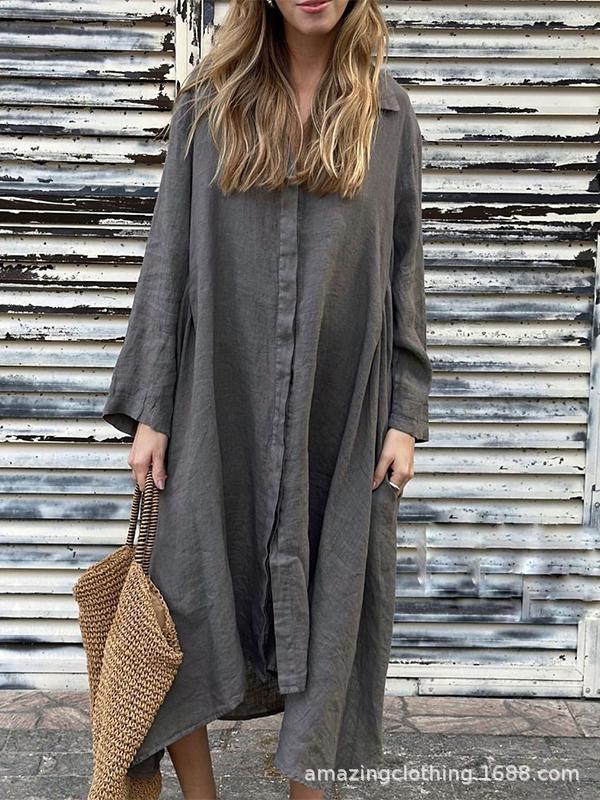 Women's Fashion Loose Cotton and Linen Dress