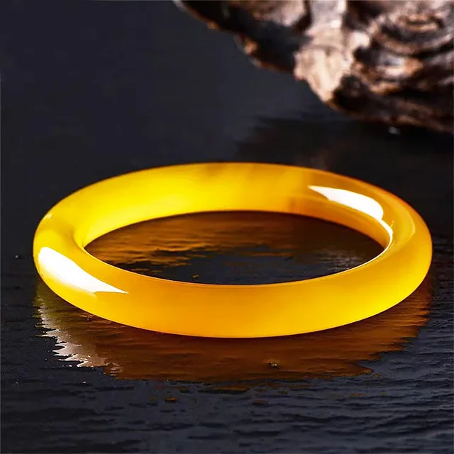 Jade Bracelet Natural Charm Jadeite Yellow Agate Bangle Round Handring For Women Fine Jewelry Holiday Gifts Fashion Accessories