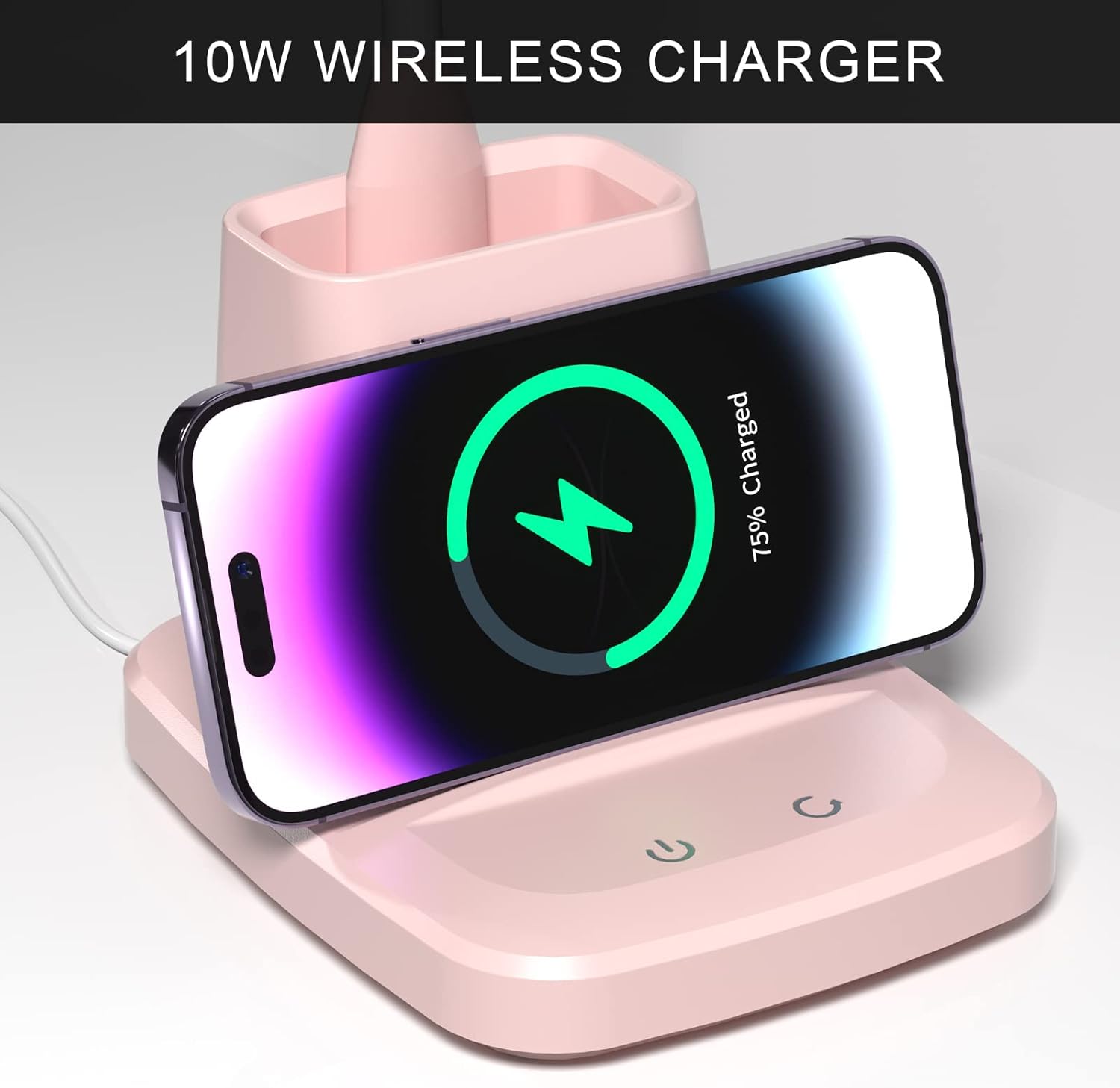 Desk Lamp with Wireless Charger, LED Desk Lamps for Home Office, 800 Lumens, Small Desk Lamp with Pen Holder, Flexible Arm, 3 Modes, Dimming, Touch Lamp for College Dorm Room