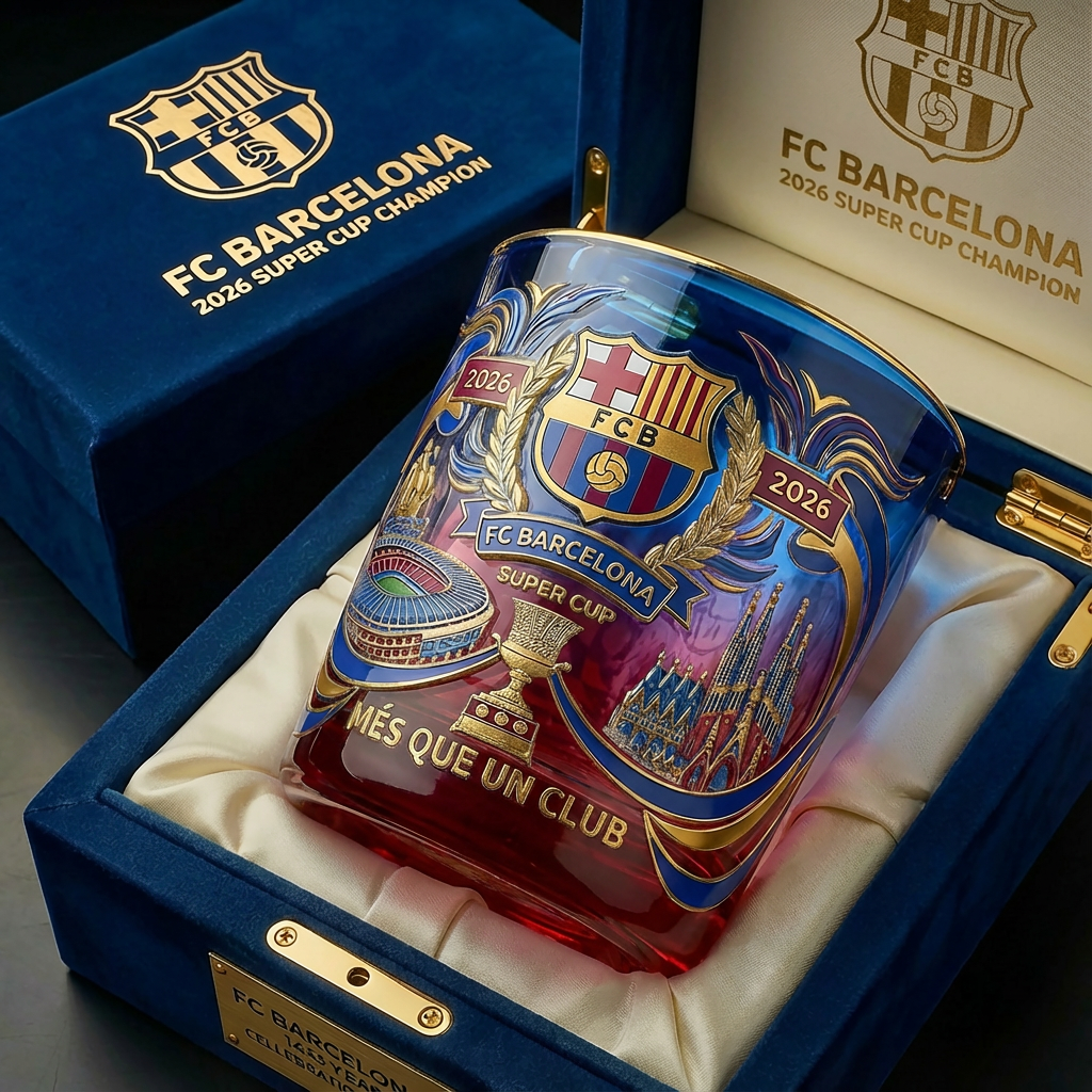 FC Barcelona 2026 Super Cup Champion Commemorative Whiskey Glass
