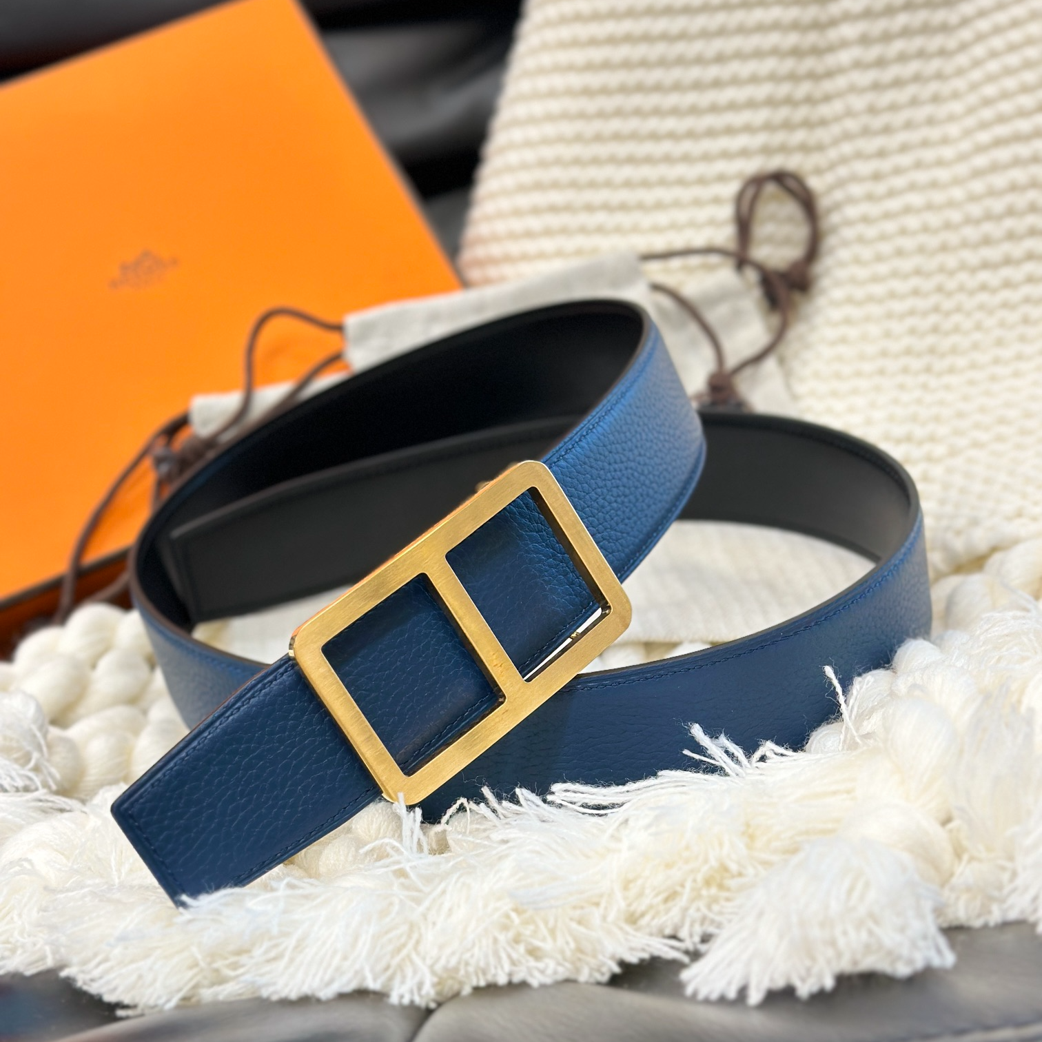 Hermès Men's Double-Faced Cowhide Belt