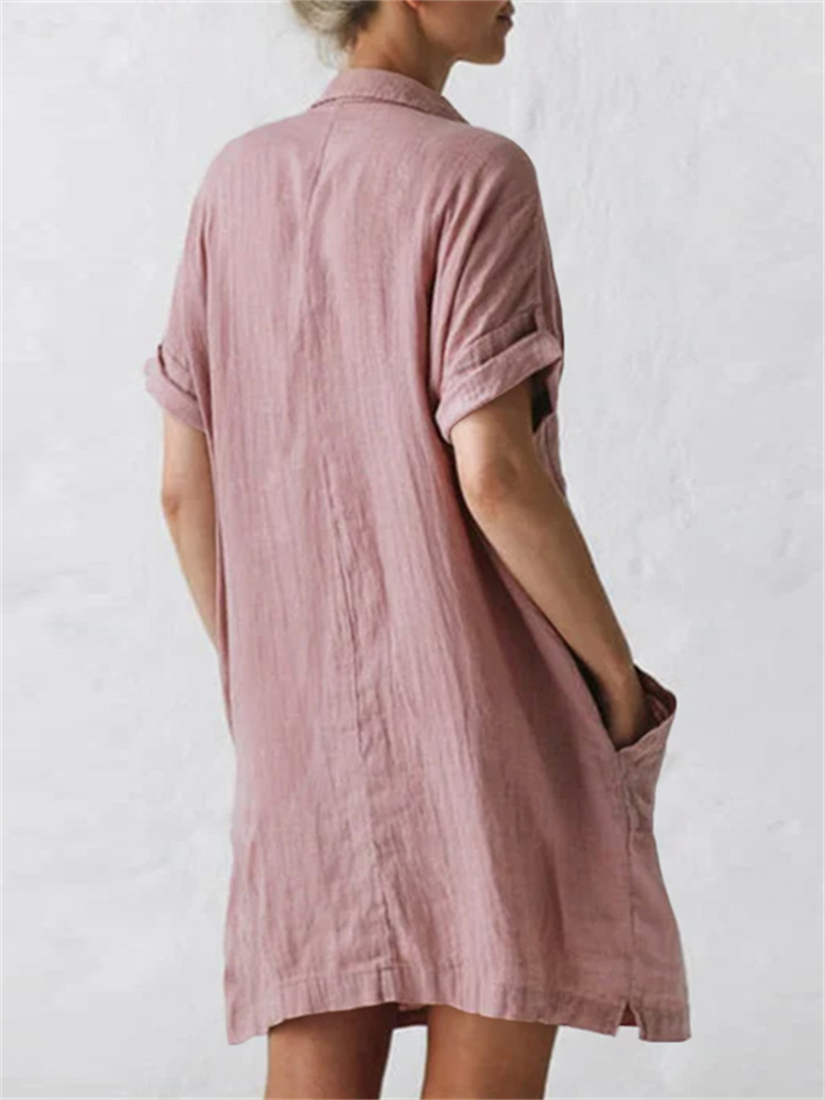 Multi Patch Pocket Linen Shirt Dress