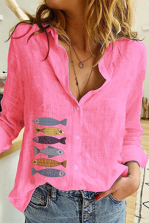 Heididress Long Sleeve Button Down Cotton Linen Shirt